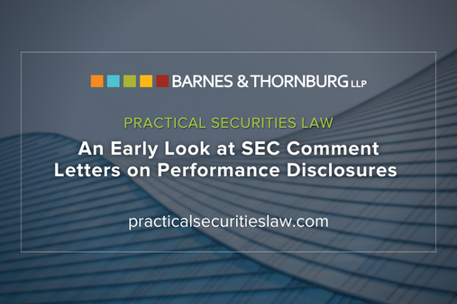 An Early Look at SEC Comment Letters on Performance Disclosures